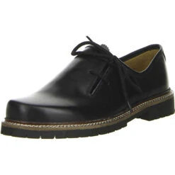 Damen Herren Haferlschuhe Trachtenschuhe Echtleder Schwarz - Schwarz