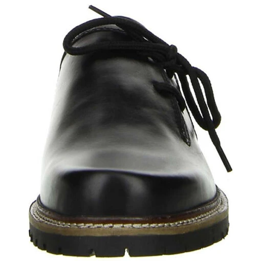 Damen Herren Haferlschuhe Trachtenschuhe Echtleder Schwarz - Schwarz – Bild 4