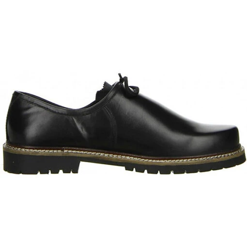 Damen Herren Haferlschuhe Trachtenschuhe Echtleder Schwarz - Schwarz – Bild 6