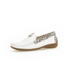 Gabor Comfort Mokassins Glattleder Weiß Klassische Halbschuhe - Weiß
