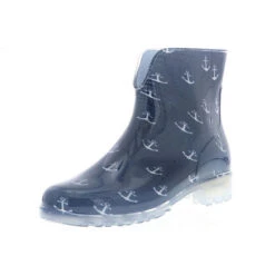 Damen Stiefeletten Gummistiefel Regenschuhe Kurzschaft Anker Blau - Blau