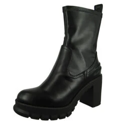 Buffalo Damen Sportliche Stiefelette Oslo Sock 1270077 Schwarz Black Kunstleder Mit Perfect Fit Durch Memory Foam Ankle Boots - Schwarz