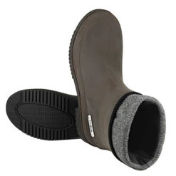 Gummistiefel In Leder-Optik - Stiefel Mit Separatem Innenfutter Braun -Schuh Geschäft 28908779 03