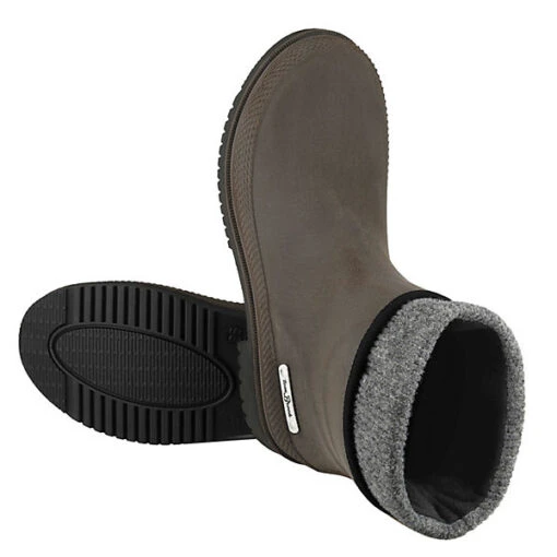 Gummistiefel In Leder-Optik - Stiefel Mit Separatem Innenfutter Braun – Bild 3