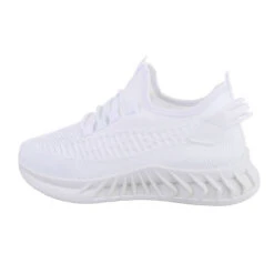 Sneakers Low Lochschnürung, Flach, Perforiert - Weiß