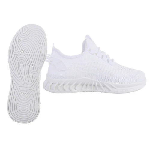 Sneakers Low Lochschnürung, Flach, Perforiert - Weiß – Bild 2