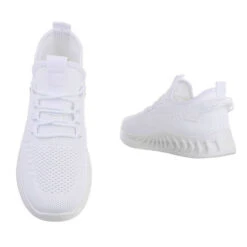 Sneakers Low Lochschnürung, Flach, Perforiert - Weiß -Schuh Geschäft 29129405 03