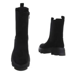 Western- & Bikerboots Reißverschluss, Blockabsatz, Riemen, Kette - Schwarz -Schuh Geschäft 29234016 03